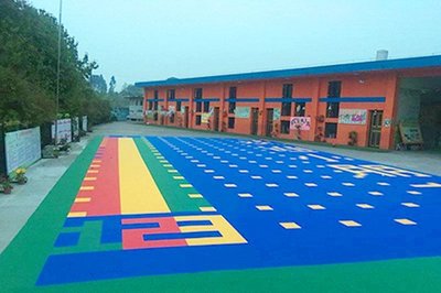 山東環保拼裝地板助力濟源幼兒園懸浮地板施工，打造安全健康體育場地